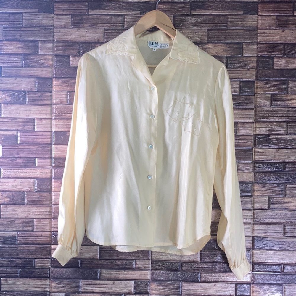 Vintage Women’s Vintage Small Yellow Sheer Silk G.Y.M Blouse